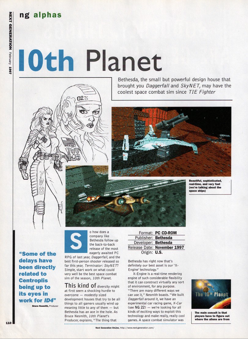 Превью 10th Planet появилось в февральском выпуске Next Generation в 1997 году и заявляло о потенциальном кандидате на «лучший боевой симулятор этого сезона».